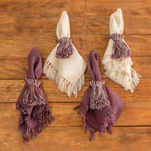 Load image into Gallery viewer, Set of 4 Handloomed Cotton Napkins and Rings from Guatemala - Traditional Delight | NOVICA