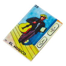 Load image into Gallery viewer, Mexican Wood Magnet with Musical-Themed Decoupage - Colorful Musician | NOVICA