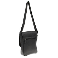 Load image into Gallery viewer, Handmade Adjustable Genuine Leather Sling from Mexico - Jet Set in Black | NOVICA