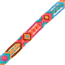 Load image into Gallery viewer, Handwoven Cotton Wristband Bracelet with Geometric Motifs - Pink Geometry | NOVICA