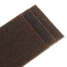 Load image into Gallery viewer, Floral Leather Card Wallet Handcrafted in Mexico - Floral Pass | NOVICA
