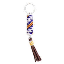 Load image into Gallery viewer, Beaded Leather Keychain and Bag Charm Handmade in Guatemala - Total Relaxation | NOVICA
