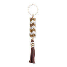 Load image into Gallery viewer, Beaded Leather Keychain and Bag Charm Handmade in Guatemala - Lovely Radiance | NOVICA