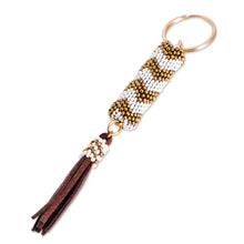 Load image into Gallery viewer, Beaded Leather Keychain and Bag Charm Handmade in Guatemala - Lovely Radiance | NOVICA