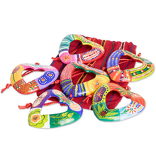 Load image into Gallery viewer, Set of 6 Handmade Ceramic Heart Ornaments in Colorful Tones - Flora and Fauna Heart | NOVICA