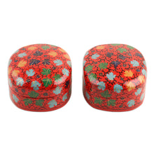 Load image into Gallery viewer, Hand-Painted Papier Mache and Wood Decorative Boxes (Pair) - Flourishing Autumn | NOVICA