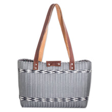 Load image into Gallery viewer, Handwoven Recycled Vinyl Cord Grey Shoulder Bag - Grey Winter | NOVICA