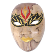 Load image into Gallery viewer, Balinese Hibiscus Wood Mask with Hand-Painted Vibrant Motifs - The Emperor | NOVICA
