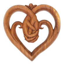 Load image into Gallery viewer, World Peace Project Wood Wall Panel Handcarved in Bali - Peace Begins with Love | NOVICA