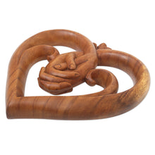 Load image into Gallery viewer, World Peace Project Wood Wall Panel Handcarved in Bali - Peace Begins with Love | NOVICA