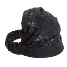 Load image into Gallery viewer, Black Cotton Headband Hand-Woven in Guatemala - Night Falls | NOVICA