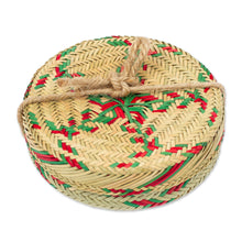 Load image into Gallery viewer, Set of 6 Green and Red Natural Fiber Coasters from Mexico - Green Eco | NOVICA
