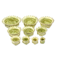 Load image into Gallery viewer, Set of 10 Handcrafted Star Natural Fiber Nesting Baskets - Convenient Stars | NOVICA