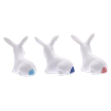 Load image into Gallery viewer, Set of 3 Ceramic Bunny Figurines in Pink and Blue Tones - Lucky Friends | NOVICA