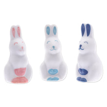 Load image into Gallery viewer, Set of 3 Ceramic Figurines of Pink and Blue Bunnies - Sweet Reunion | NOVICA