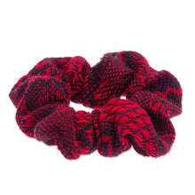 Load image into Gallery viewer, Handloomed Cotton Red Scrunchie with Geometric Pattern - Red Spell | NOVICA