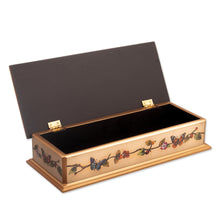 Load image into Gallery viewer, Floral Reverse-Painted Glass Decorative Box with Butterfly - Floral Hope | NOVICA