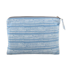 Load image into Gallery viewer, Cotton Cosmetic Bag with Hand-Block Printed Striped Pattern - Sky Contours | NOVICA