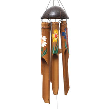 Load image into Gallery viewer, Hand-Crafted Bamboo Wind Chime with Floral Motifs from Bali - Blooming Bamboo | NOVICA
