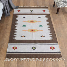 Load image into Gallery viewer, Handloomed Brown Wool Area Rug with Geometric Pattern (3x5) - Geometric Ceremony | NOVICA