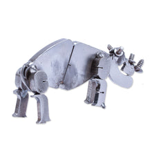 Load image into Gallery viewer, Handcrafted Recycled Scrap Metal Rhino Statuette - Wild Strength | NOVICA