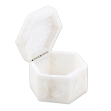 Load image into Gallery viewer, Handcrafted Alabaster Jali Jewelry Box from India - Blooming Traditions | NOVICA