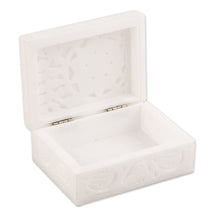 Load image into Gallery viewer, Handcrafted Alabaster Rectangular Jewelry Box from India - Blooming Customs | NOVICA