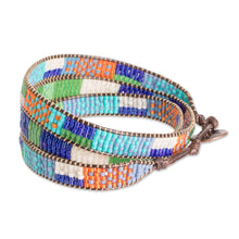 Load image into Gallery viewer, Handcrafted Glass Beaded Wrap Bracelet in Intense Colors - Intense Mosaic | NOVICA