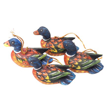 Load image into Gallery viewer, Handcrafted Jempinis Wood Duck Ornaments (Set of 4) - Dazzling Plumage | NOVICA