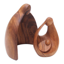 Load image into Gallery viewer, Hand-Carved Suar Wood Family Sculpture from Bali - Family Hug | NOVICA