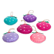 Load image into Gallery viewer, Set of 6 Handmade Felt Ornaments in Multicolor Palette - Merry Sparks | NOVICA