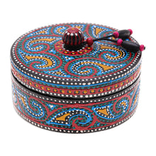 Load image into Gallery viewer, Hand-Painted Mango Wood Decorative Box in Blue - Blue Specks | NOVICA