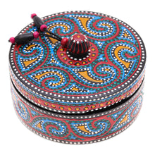 Load image into Gallery viewer, Hand-Painted Mango Wood Decorative Box in Blue - Blue Specks | NOVICA