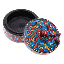 Load image into Gallery viewer, Hand-Painted Mango Wood Decorative Box in Blue - Blue Specks | NOVICA