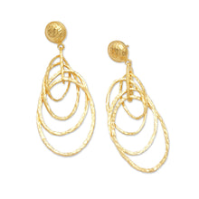 Load image into Gallery viewer, Balinese 18k Gold-Plated Modern Dangle Earrings with Circles - Layered Circles | NOVICA