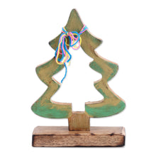 Load image into Gallery viewer, Handcrafted Mango Wood Christmas Tree Sculpture from India - Joyful Present | NOVICA