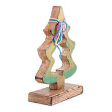 Load image into Gallery viewer, Handcrafted Mango Wood Christmas Tree Sculpture from India - Joyful Present | NOVICA