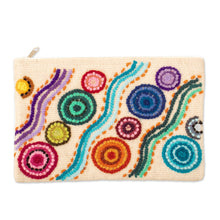 Load image into Gallery viewer, Colorful Wool Floral Cosmetic Bag Hand-Woven in Peru - Stepping Stones | NOVICA