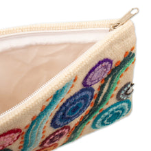 Load image into Gallery viewer, Colorful Wool Floral Cosmetic Bag Hand-Woven in Peru - Stepping Stones | NOVICA
