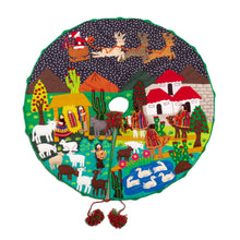 Load image into Gallery viewer, Cotton Blend Applique Christmas Tree Skirt of Andean Scene - Holiday Excitement | NOVICA