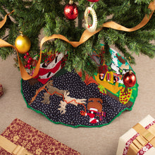 Load image into Gallery viewer, Cotton Blend Applique Christmas Tree Skirt of Andean Scene - Holiday Excitement | NOVICA