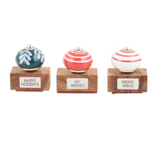 Load image into Gallery viewer, Ceramic and Brass Stamps Crafted from Mango Wood (Set of 3) - Loving Greetings | NOVICA
