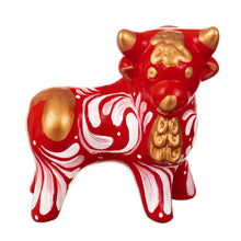 Load image into Gallery viewer, Traditional Andean Handcrafted Ceramic Bull Sculpture in Red - Red Guardian of the Andes | NOVICA