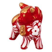 Load image into Gallery viewer, Traditional Andean Handcrafted Ceramic Bull Sculpture in Red - Red Guardian of the Andes | NOVICA