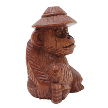 Load image into Gallery viewer, Hand-Carved Jempinis Wood Monkey Statuette with Corn - Prosperity and Cunning | NOVICA