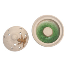 Load image into Gallery viewer, Handmade Porcelain Mosquito Coil Holder with Frog Theme - Resting Frog | NOVICA