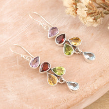 Load image into Gallery viewer, Sterling Silver Dangle Earrings with Seven-Carat Gemstones - Paradise Pears | NOVICA