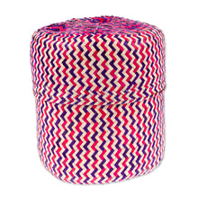 Load image into Gallery viewer, Fuchsia Basket with Lid Hand-Woven from Palm Fiber in Mexico - Tiger in Fuchsia | NOVICA