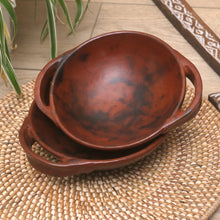 Load image into Gallery viewer, Pair of Brown Ceramic Serving Bowls Crafted in Indonesia - Brown Feast | NOVICA