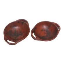 Load image into Gallery viewer, Pair of Brown Ceramic Serving Bowls Crafted in Indonesia - Brown Feast | NOVICA